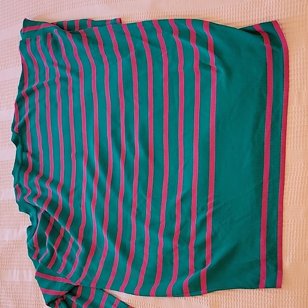 Classic Striped Crewneck Sweater - Green & Pink - Picture 6 of 9
